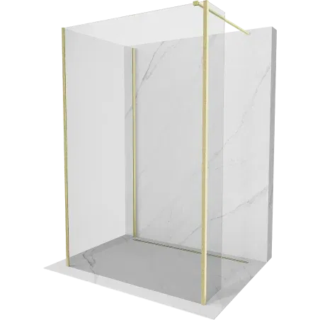 Mexen Kioto Walk-in Shower Wall 100 x 80 x 40 cm, Transparent, Brushed Gold - 800-100-080-221-55-00-040