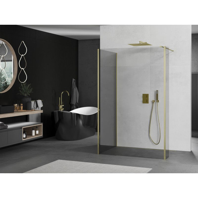 Mexen Kioto Walk-in shower screen 110 x 80 x 40 cm, transparent, brushed gold - 800-110-080-221-55-00-040