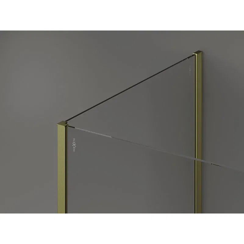 Mexen Kioto Walk-in Shower Wall 100 x 80 x 40 cm, Transparent, Brushed Gold - 800-100-080-221-55-00-040