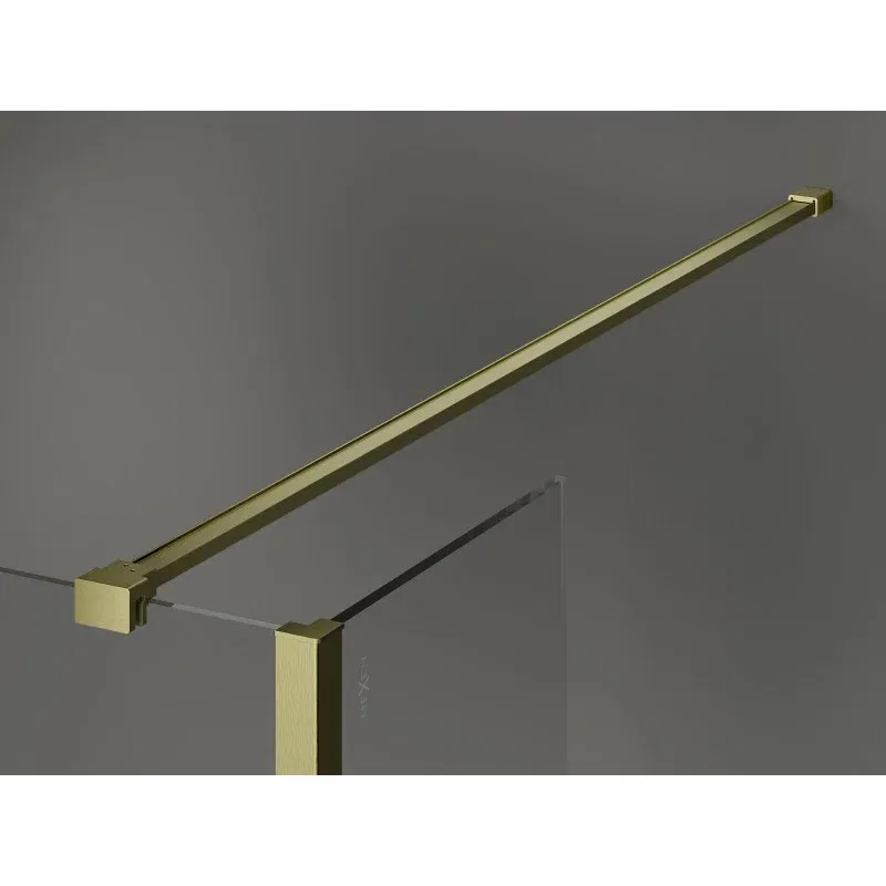 Mexen Kioto Walk-in Shower Wall 100 x 80 x 40 cm, Transparent, Brushed Gold - 800-100-080-221-55-00-040