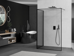 Mexen Kioto shower wall Walk-in 100 x 100 cm, black frame, black - 800-100-212-70-70-100