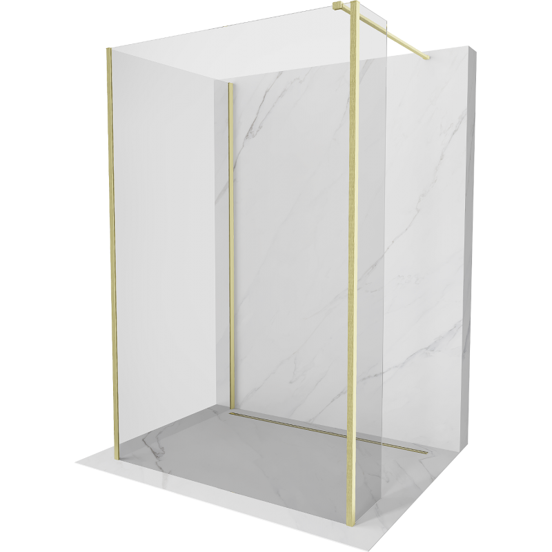 Mexen Kioto Walk-in Shower Wall 125 x 95 x 40 cm, transparent, brushed gold - 800-125-095-221-55-00-040