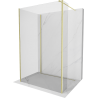 Mexen Kioto Walk-in Shower Wall 100 x 100 x 40 cm, Transparent, Brushed Gold - 800-100-100-221-55-00-040