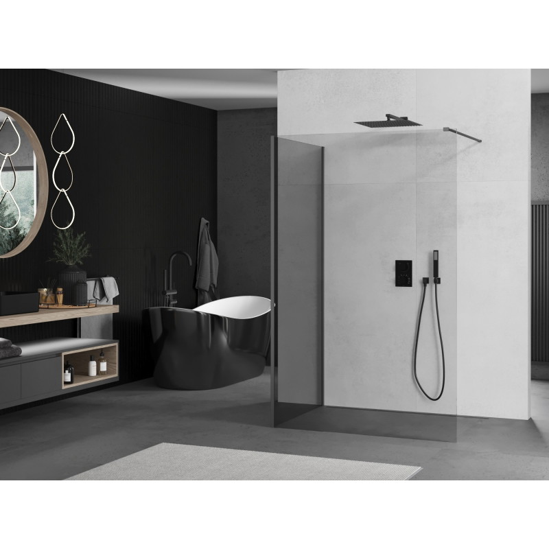 Mexen Kioto Walk-in Shower Wall 100 x 75 cm, Transparent, Gun Metal - 800-100-212-95-00-075