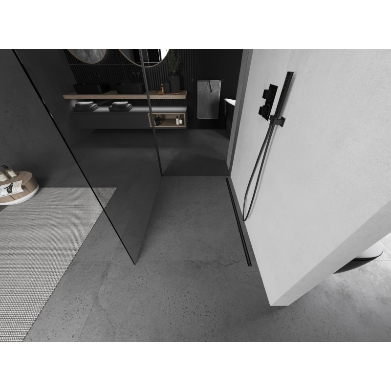 Mexen Kioto Walk-in Shower Wall 100 x 75 cm, Transparent, Gun Metal - 800-100-212-95-00-075