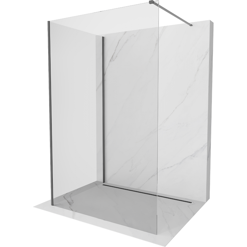 Mexen Kioto Walk-in Shower Wall 125 x 90 cm, Transparent, Gun Metal - 800-125-212-95-00-090