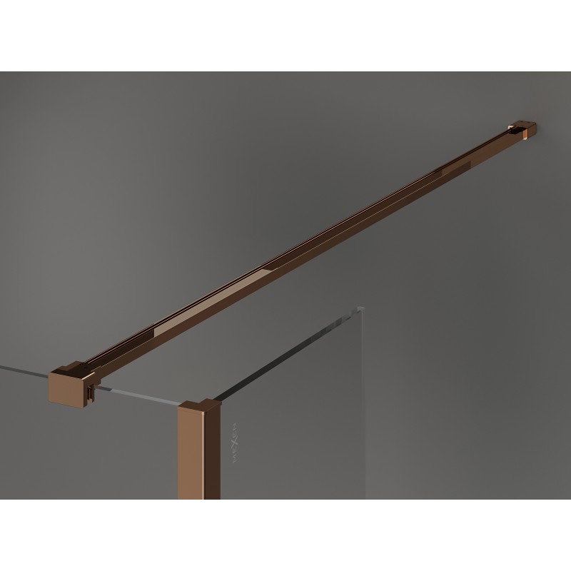 Mexen Kioto Walk-in Shower Wall 130 x 70 x 30 cm, Transparent, Rose Gold - 800-130-070-221-60-00-030