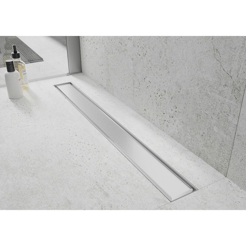 Mexen Flat MGW linear drain 80 cm, white glass - 1027080-15