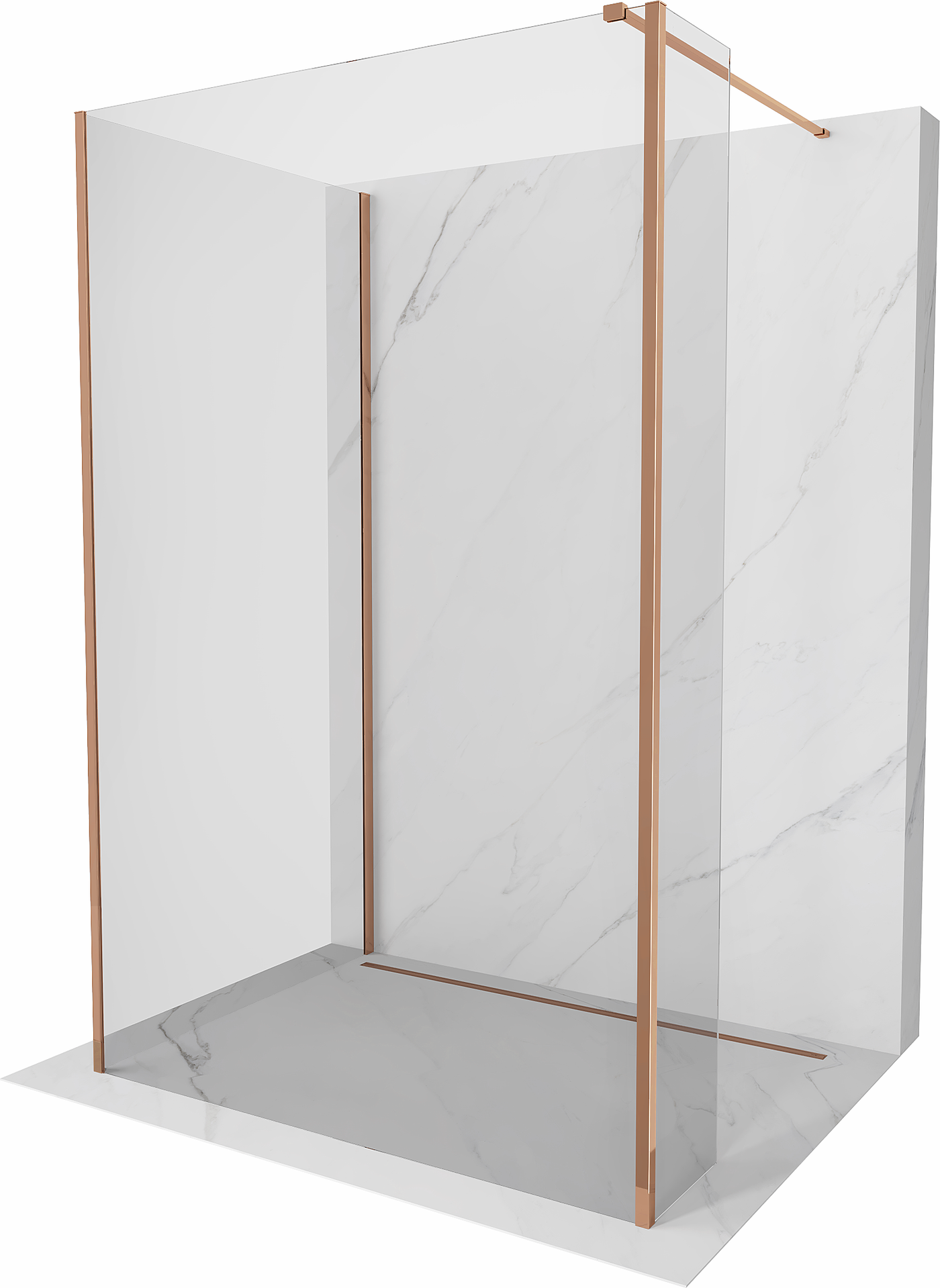 Mexen Kioto Walk-in Shower Wall 120 x 80 x 30 cm, Transparent, Rose Gold - 800-120-080-221-60-00-030