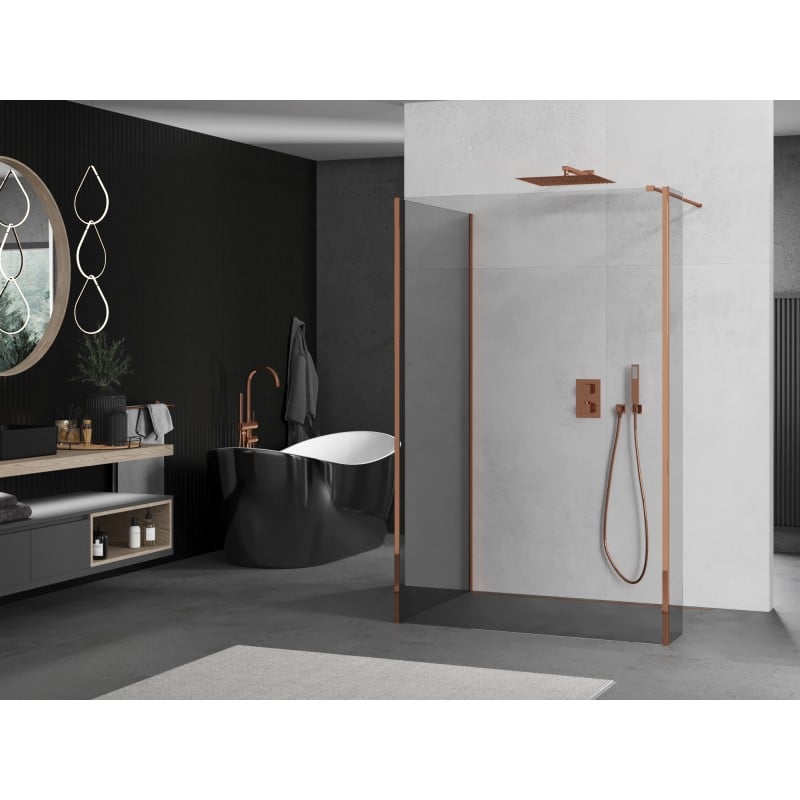 Mexen Kioto Walk-in Shower Wall 110 x 90 x 30 cm, transparent, rose gold - 800-110-090-221-60-00-030