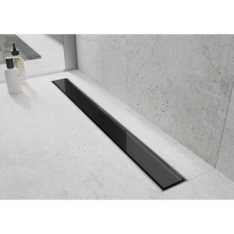 Mexen Flat MGB cover for linear drain 80 cm, black glass - 1026080
