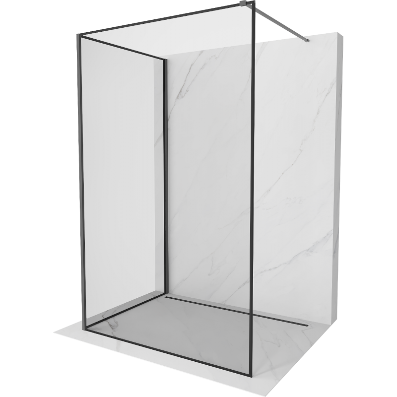 Mexen Kioto Walk-in Shower Wall 130 x 100 cm, Black Frame, Gun Metal - 800-130-212-95-70-100