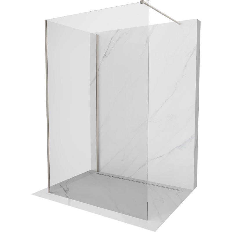 Mexen Kioto Walk-in Shower Panel 140 x 80 cm, Transparent, Brushed Nickel - 800-140-212-97-00-080