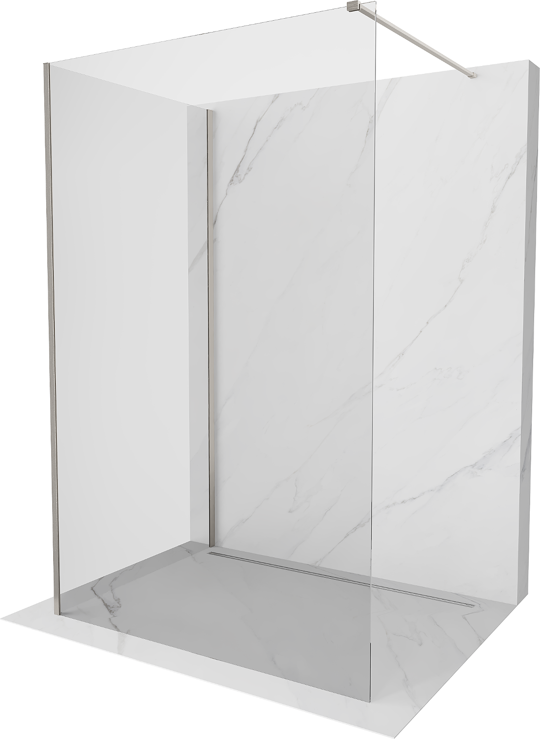 Mexen Kioto Walk-in Shower Wall 90 x 90 cm, transparent, brushed nickel - 800-090-212-97-00-090