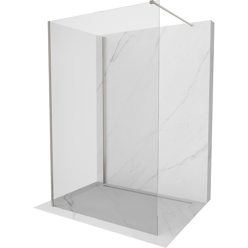 Mexen Kioto Walk-in Shower Wall 140 x 105 cm, transparent, brushed nickel - 800-140-212-97-00-105