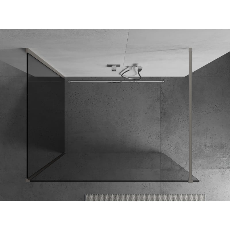 Mexen Kioto Walk-in Shower Wall 140 x 105 cm, transparent, brushed nickel - 800-140-212-97-00-105