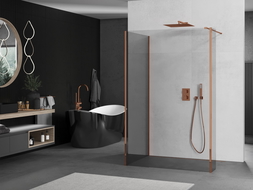 Mexen Kioto shower wall Walk-in 140 x 120 x 40 cm, transparent, pink gold - 800-140-120-221-60-00-040