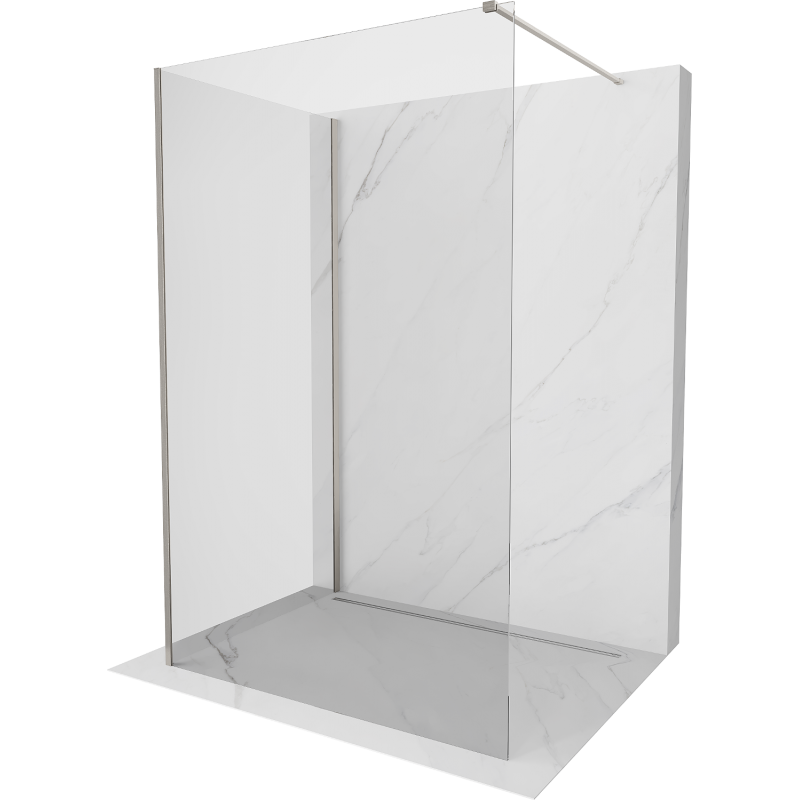 Mexen Kioto Shower Wall Walk-in 130 x 120 cm, transparent, brushed nickel - 800-130-212-97-00-120