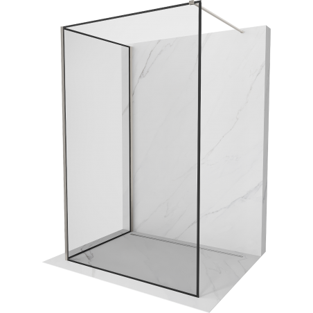 Mexen Kioto Walk-in Shower Screen 100 x 70 cm, Black Frame, Brushed Nickel - 800-100-212-97-70-070