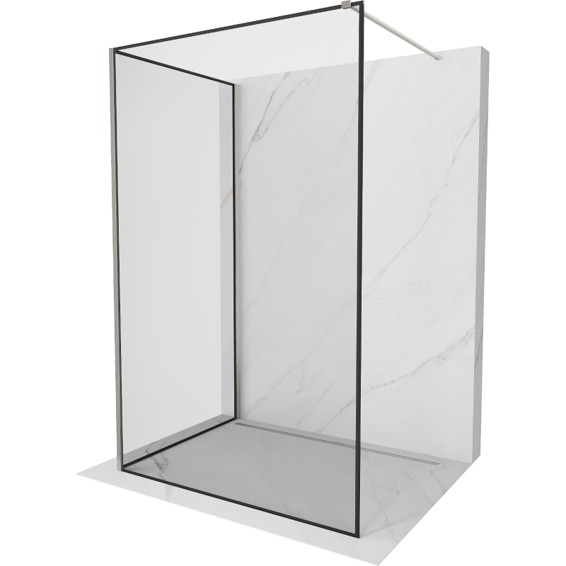 Mexen Kioto Walk-in Shower Wall 110 x 90 cm, Black Frame, Brushed Nickel - 800-110-212-97-70-090