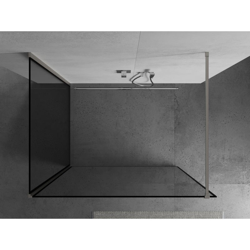 Mexen Kioto Walk-In Shower Screen 110 x 100 cm, Black Frame, Brushed Nickel - 800-110-212-97-70-100