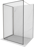 Mexen Kioto Walk-in Shower Wall 130 x 120 cm, Black Frame, Brushed Nickel - 800-130-212-97-70-120