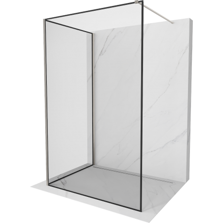 Mexen Kioto Walk-In Shower Wall 140 x 120 cm, Black Frame, Brushed Nickel - 800-140-212-97-70-120