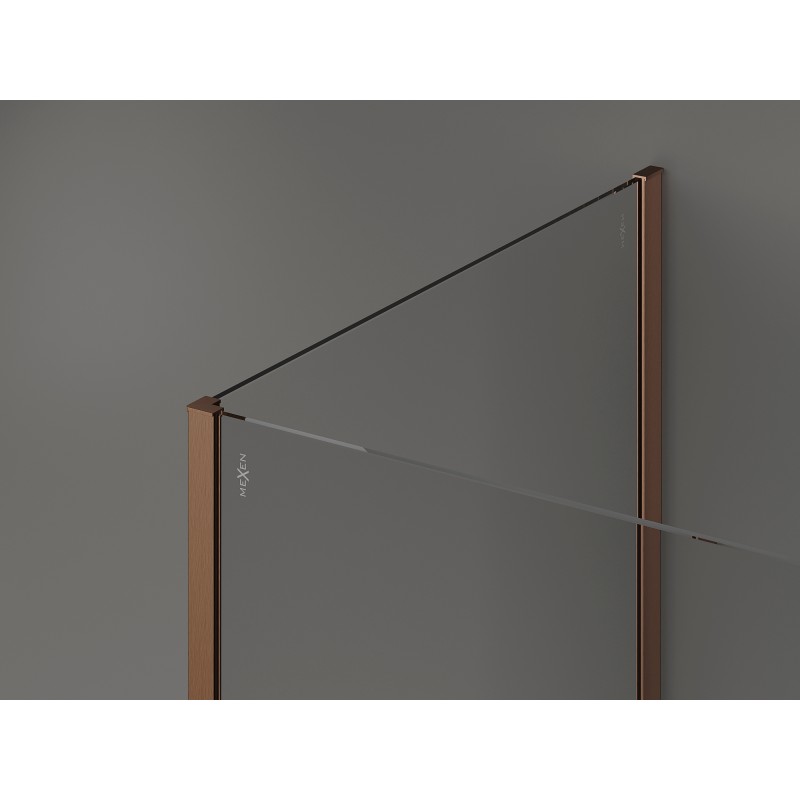 Mexen Kioto Walk-in Shower Wall 120 x 70 x 30 cm, Transparent, Brushed Copper - 800-120-070-221-65-00-030