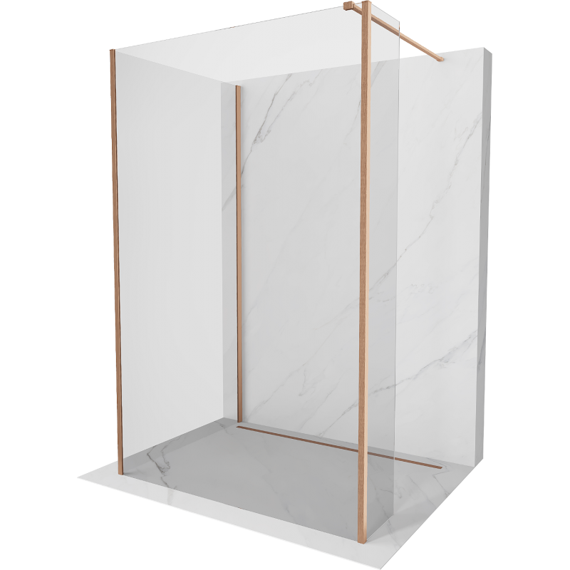 Mexen Kioto Walk-in Shower Wall 90 x 90 x 30 cm, transparent, brushed copper - 800-090-090-221-65-00-030
