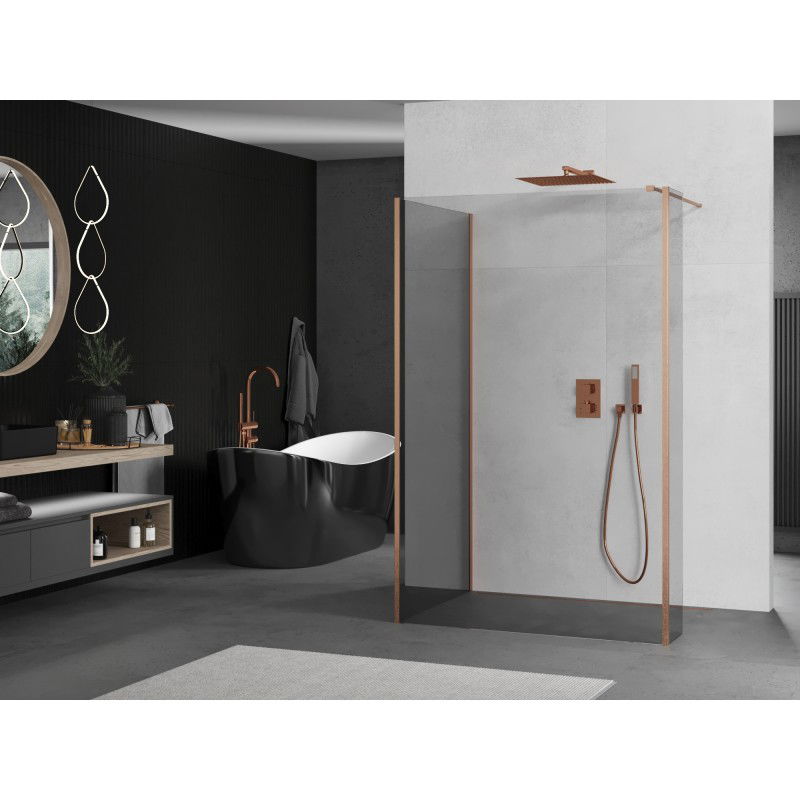 Mexen Kioto Walk-in Shower Wall 120 x 110 x 40 cm, Transparent, Brushed Copper - 800-120-110-221-65-00-040