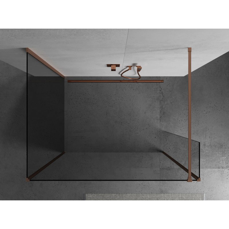 Mexen Kioto Walk-in Shower Wall 120 x 115 x 40 cm, Transparent, Brushed Copper - 800-120-115-221-65-00-040