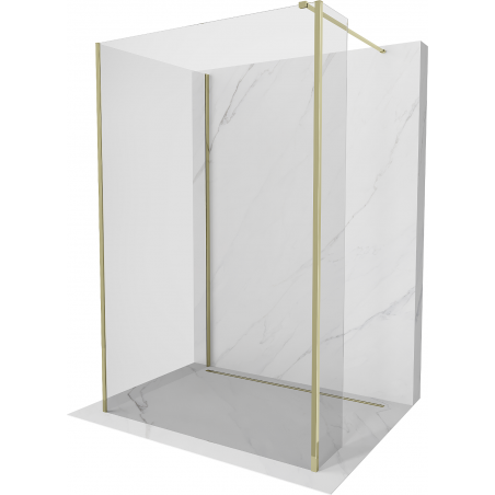 Mexen Kioto shower wall Walk-in 125 x 70 x 30 cm, transparent, gold - 800-125-070-221-50-00-030