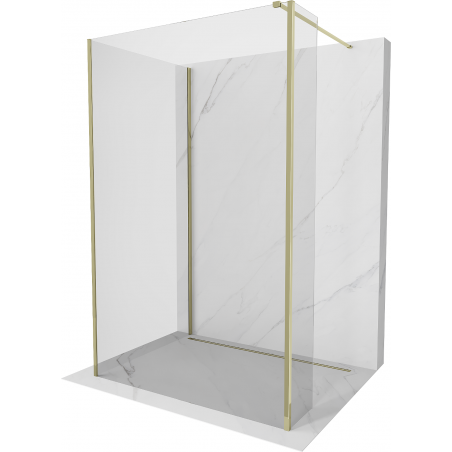 Mexen Kioto shower wall Walk-in 90 x 75 x 30 cm, transparent, gold - 800-090-075-221-50-00-030