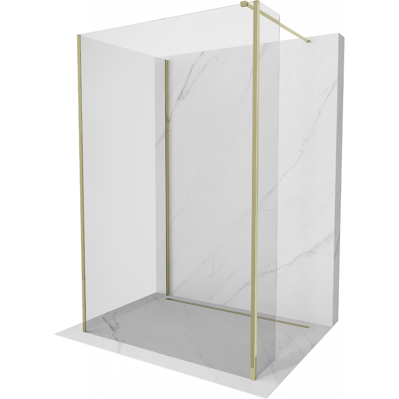 Mexen Kioto shower screen Walk-in 125 x 70 x 40 cm, transparent, gold - 800-125-070-221-50-00-040