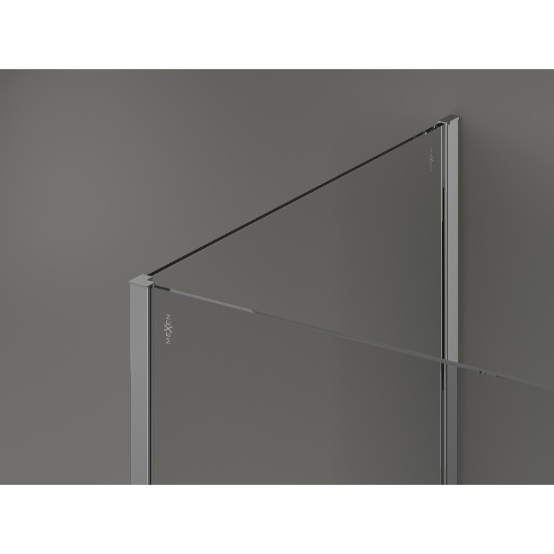 Mexen Kioto Walk-in Shower Wall 140 x 80 x 30 cm, black frame, chrome - 800-140-080-221-01-70-030