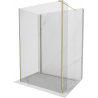 Mexen Kioto Walk-in Shower Wall 140 x 80 x 40 cm, Transparent, Gold - 800-140-080-221-50-00-040