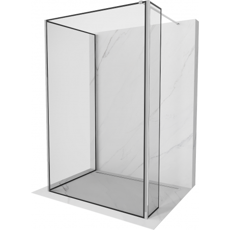 Mexen Kioto Walk-in Shower Wall 140 x 90 x 30 cm, Black Frame, Chrome - 800-140-090-221-01-70-030