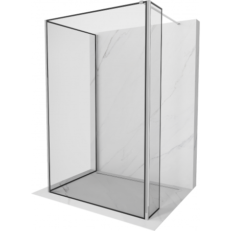 Mexen Kioto Walk-in Shower Wall 120 x 80 x 40 cm, Black Frame, Chrome - 800-120-080-221-01-70-040