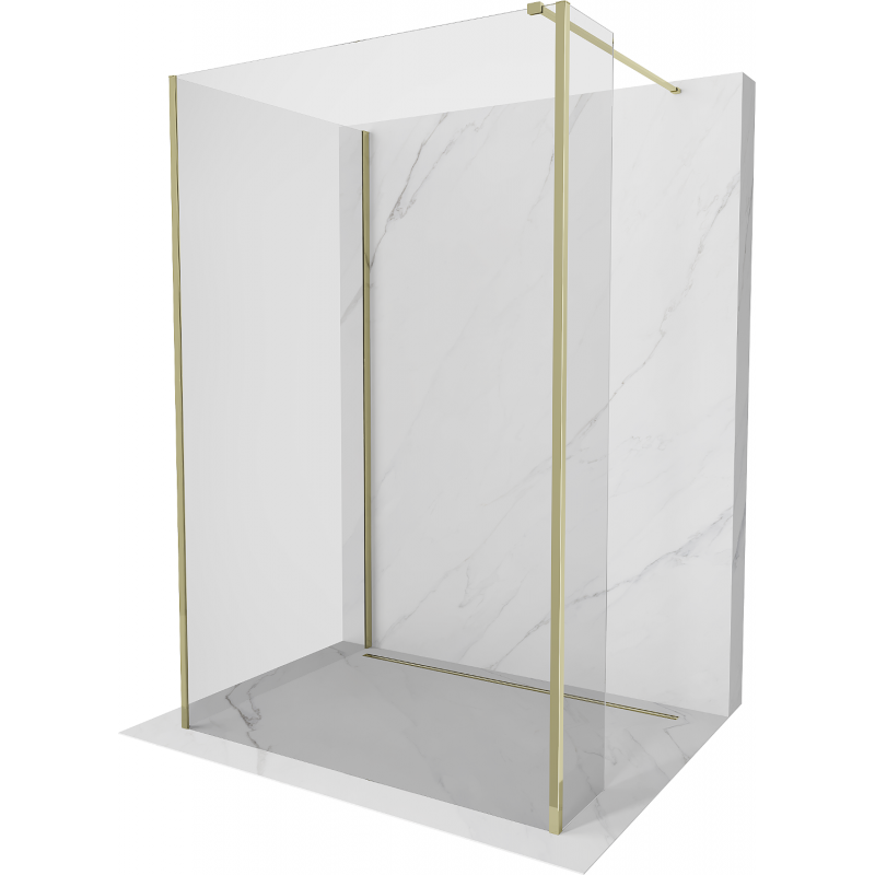Mexen Kioto shower wall Walk-in 125 x 110 x 40 cm, transparent, gold - 800-125-110-221-50-00-040