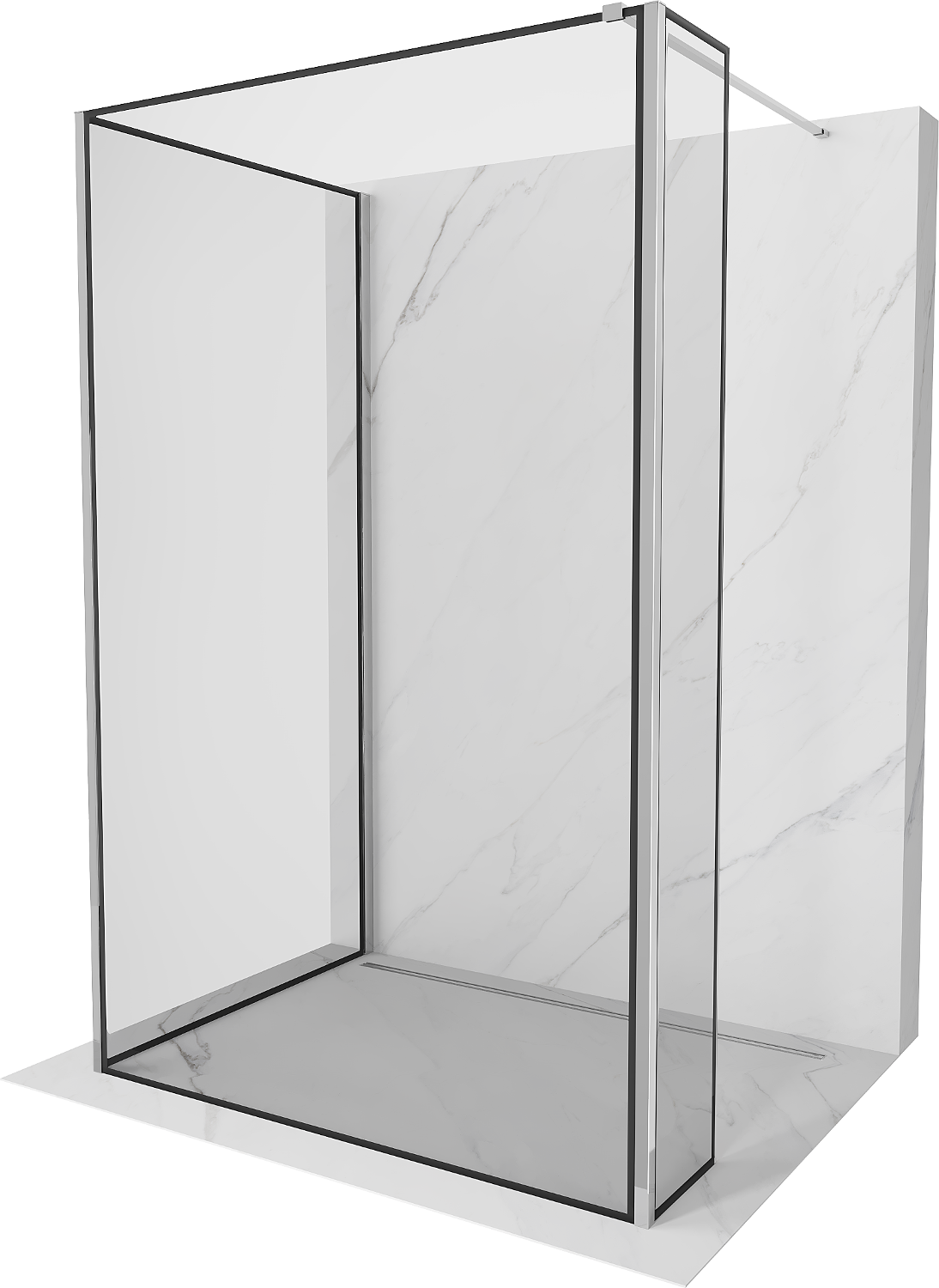 Mexen Kioto Walk-in Shower Wall 130 x 120 x 40 cm, black pattern, chrome - 800-130-120-221-01-70-040