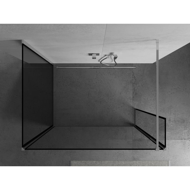 Mexen Kioto Walk-in Shower Wall 120 x 110 x 40 cm, black frame, chrome - 800-120-110-221-01-70-040