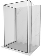 Mexen Kioto shower wall Walk-in 140 x 70 x 30 cm, black frame, white - 800-140-070-221-20-70-030