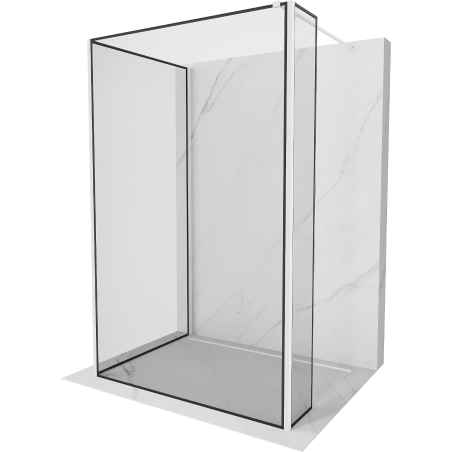 Mexen Kioto Walk-in Shower Wall 140 x 80 x 30 cm, Black Frame, White - 800-140-080-221-20-70-030