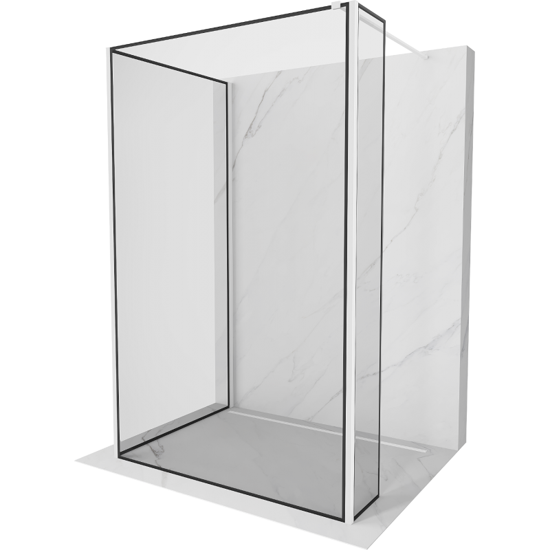 Mexen Kioto Walk-in Shower Wall 110 x 110 x 40 cm, Black Frame, White - 800-110-110-221-20-70-040