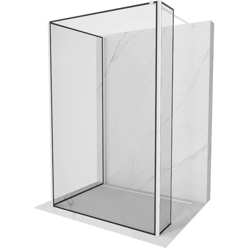 Mexen Kioto Walk-in Shower Wall 130 x 110 x 40 cm, black frame, white - 800-130-110-221-20-70-040