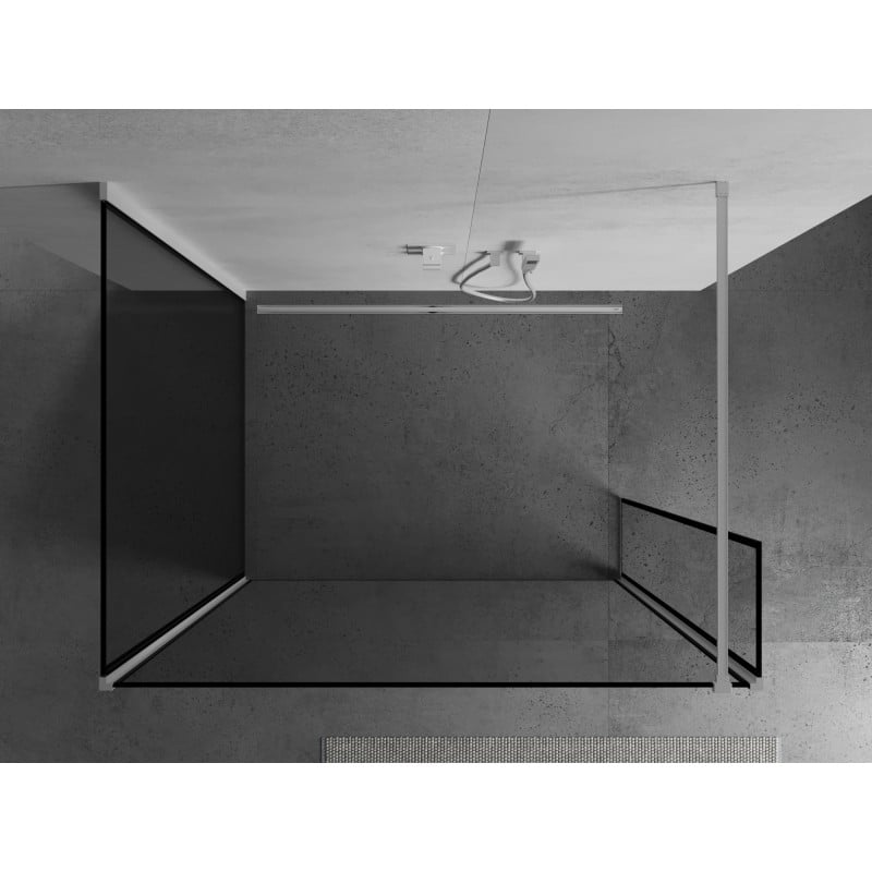 Mexen Kioto Walk-in Shower Wall 130 x 110 x 40 cm, black frame, white - 800-130-110-221-20-70-040