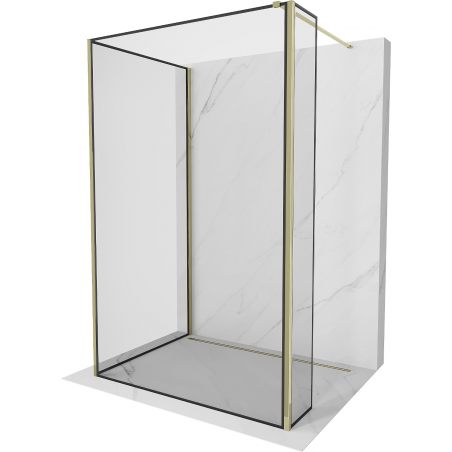 Mexen Kioto Walk-in shower screen 130 x 120 x 30 cm, black frame, gold - 800-130-120-221-50-70-030