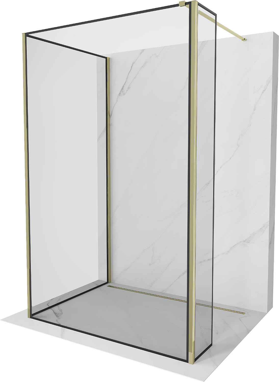 Mexen Kioto Walk-in Shower Wall 120 x 80 x 40 cm, Black Pattern, Gold - 800-120-080-221-50-70-040