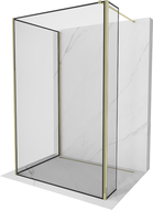 Mexen Kioto Walk-in Shower Wall 140 x 100 x 40 cm, Black Frame, Gold - 800-140-100-221-50-70-040