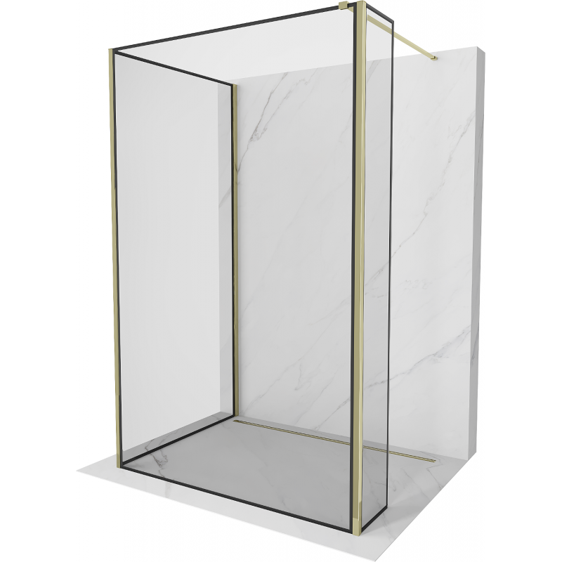 Mexen Kioto shower wall Walk-in 110 x 110 x 40 cm, black frame, gold - 800-110-110-221-50-70-040